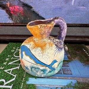 Colorful Ceramic Art Vase with Fish/Whale Design